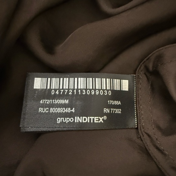 NWT Zara Asymmetric Satin Lace Dress in Black/ Brown Size M - Picture 14 of 16